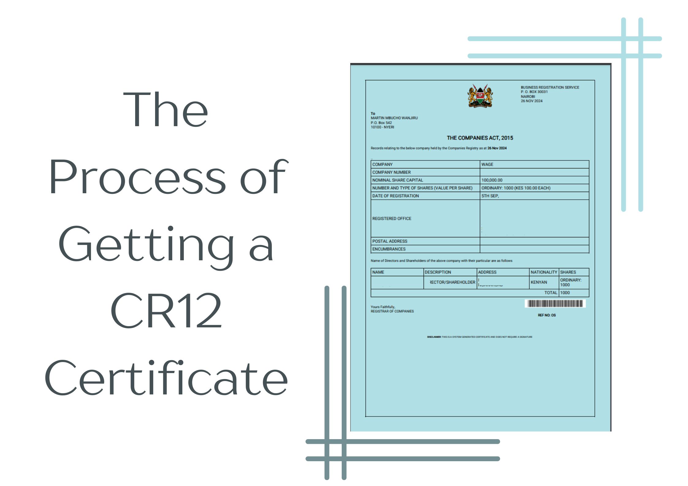 The Process of Obtaining a Company CR12 Certificate