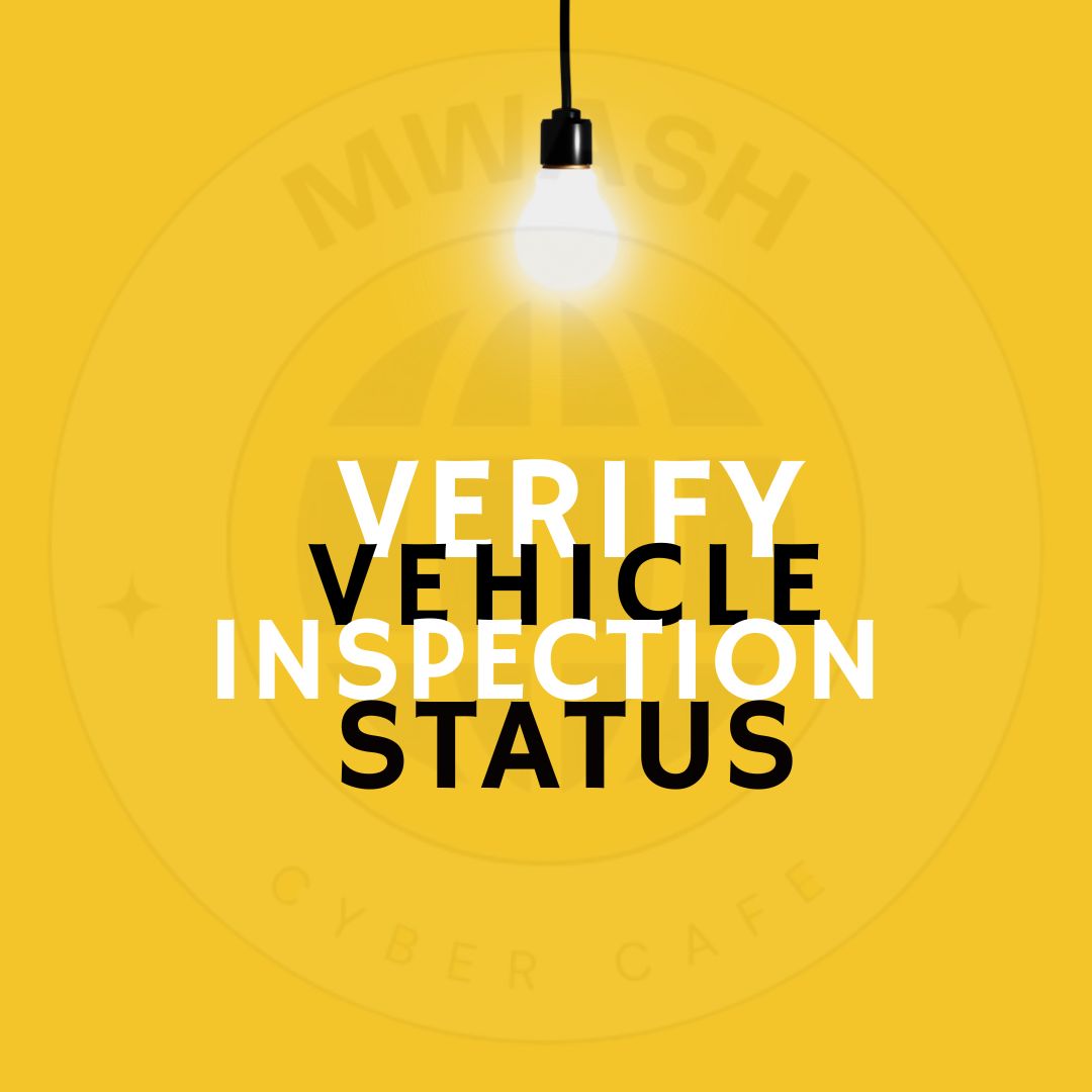 a yellow poster with mwash cyber logo in with text verify vehicle inspection status - Mwash Cyber a yellow poster with mwash cyber logo in with text verify vehicle inspection status