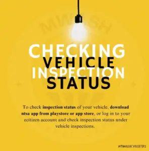 checking vehicle inspection status - Mwash Cyber checking vehicle inspection status