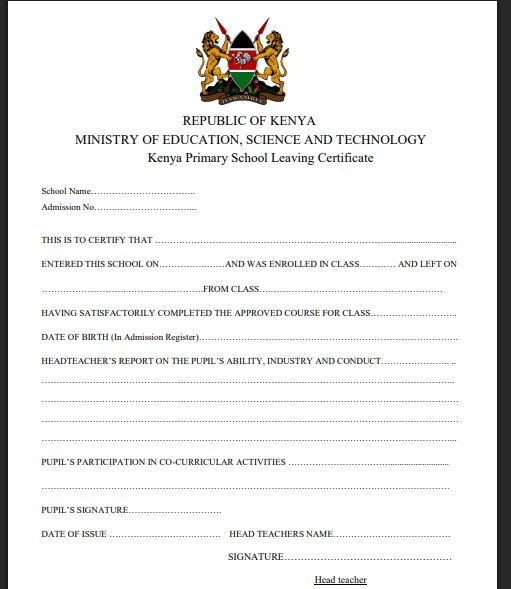Kenya Primary Leaving Certificate