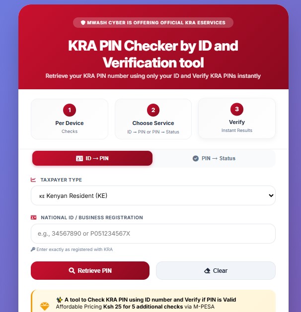 kra pin checker by id